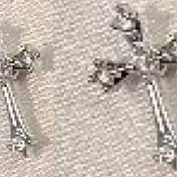Cross Earrings CZ Studs Cubic Zirconia White gold Religious NWT - Picture 3 of 3